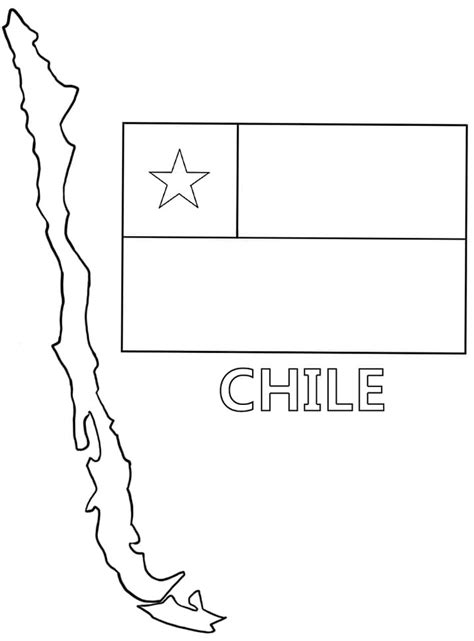 Chile Map and Flag Coloring Page - Free Printable Coloring Pages for Kids