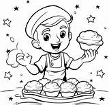 Coloring Pages For Kids With A baker 50154532 Vector Art At Vecteezy sketch template