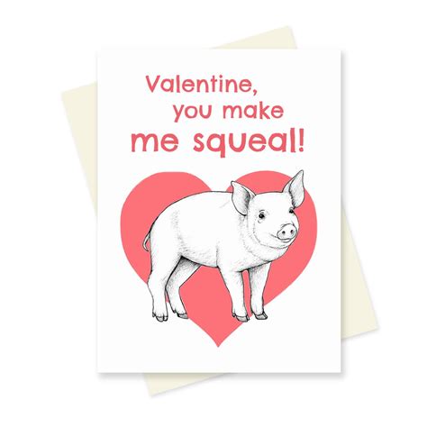 Pig Valentine. Nerdy Valentines Day Card. Valentine Pun Card. Farm ...