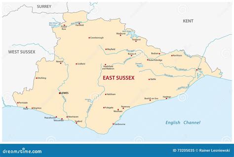 East Sussex county map stock illustration. Illustration of vector ...