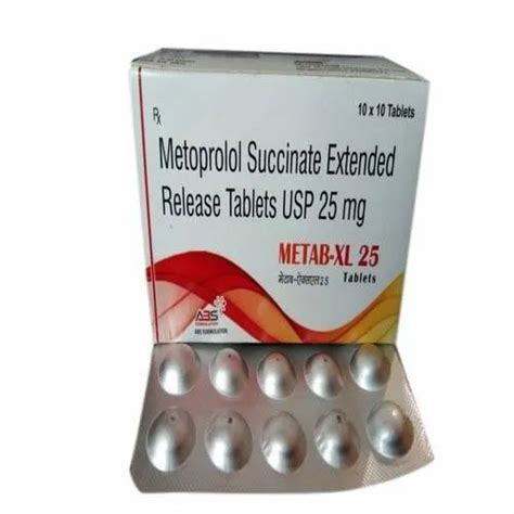 METAB-XL Metoprolol Succinate Extended Release Tablets USP 25mg Tablets, Packaging Type: Box at ...