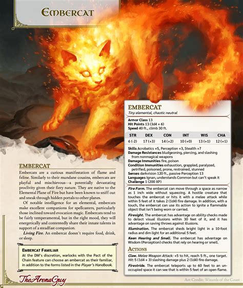 [OC][Homebrew] Embercat | An adorable, fiery, feline familiar for your ...