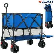 Folding Double Decker Garden Wagon, VECUKTY Heavy Duty Collapsible Wagon Cart with 54" Lower ...