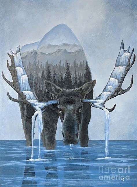 Double Exposure Moose Painting by Tasha Franklin - Fine Art America