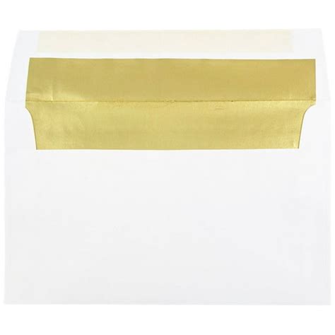 JAM A10 Foil Lined Invitation Envelopes, 6 x 9 1/2, White with Gold Foil, 25/Pack - Walmart.com