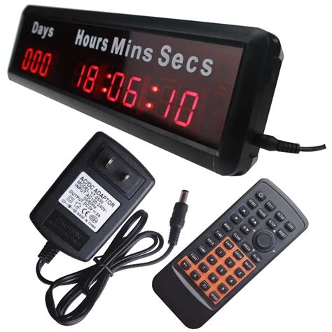 Mains Powered Digital LED Wall Clock Days Countdown Count Up Timer with ...