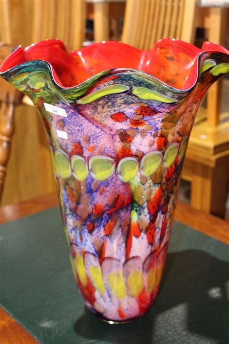 Sold Price: Large art glass vase, multi-coloured design, - April 4, 0120 7:00 PM AEST