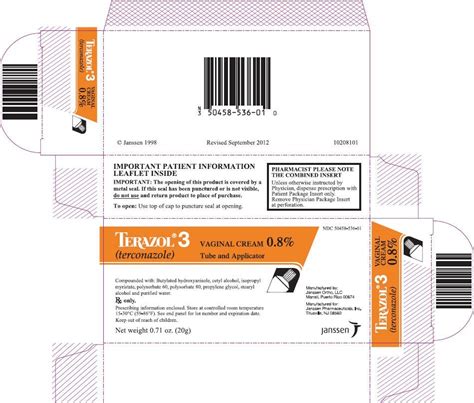 Terazol - FDA prescribing information, side effects and uses