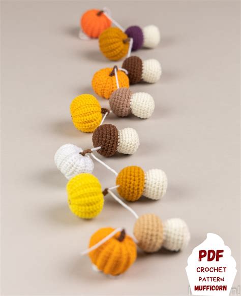 Crochet Garland Pattern Crochet Pumpkin Pattern and Mushroom - Etsy