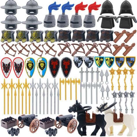 Buy Knights People Accessories Building Block - Medieval Weapon Armor s Helmet Horse, Castle ...