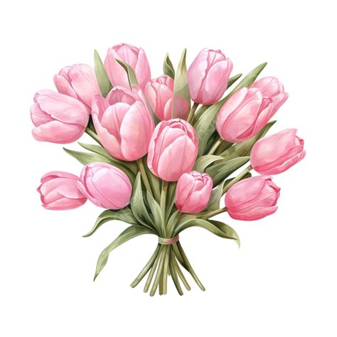 Pink Tulip Bouquet Flowers Watercolor Ai Generated, Tulip, Pink, Flowers PNG Transparent Image ...