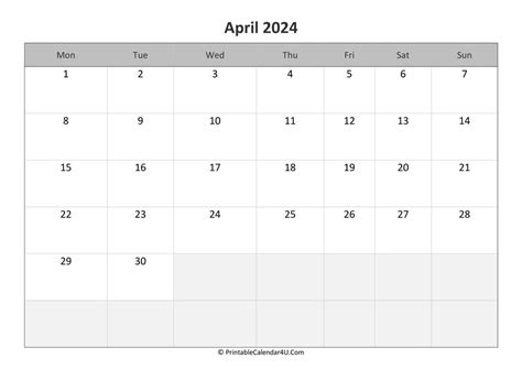 April 2024 Calendar Template Free Editable Resume - Dinah Jourdan