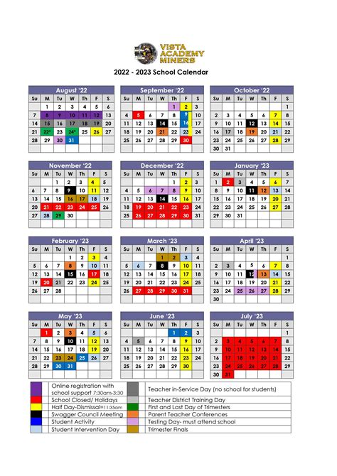 Vista Academy » Calendar