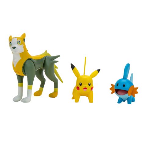 POKEMON BATTLE FIGURE 3 PACK - Features 2-Inch Mudkip, Pikachu & 3-Inch ...