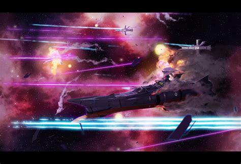 space, battle, Battleships, science fiction, anime | 1900x1300 Wallpaper - wallhaven.cc