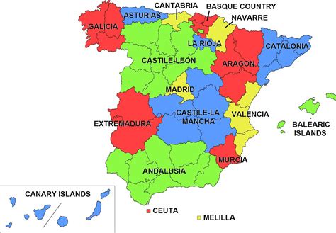 Spain autonomous communities map - Map of Spain autonomous communities ...