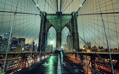 Brooklyn Bridge, brooklyn, bridge, night, lights, HD wallpaper | Peakpx