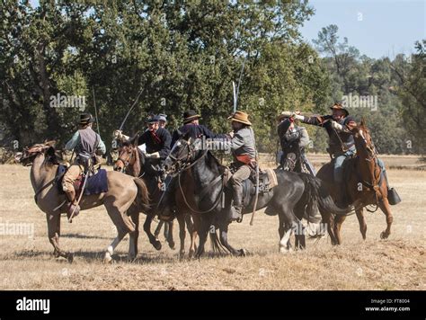 Civil War era cavalry at a reenactment in Anderson, California Stock ...