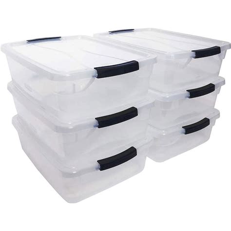 Buy Cleverstore 16 qt. Plastic Storage Tote Container with Lid 6-Pack ...