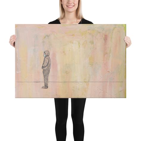 Social Distance Standing with Mask Canvas Print - Art by Tina Lewis