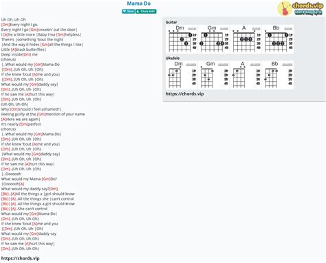 Chord: Mama Do - tab, song lyric, sheet, guitar, ukulele | chords.vip