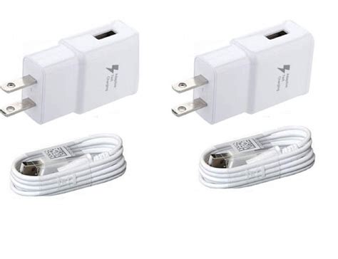 Samsung 2 Pack Fast Charging Adapter Travel Charger + (2) Micro USB Data Cables - White - BIG ...