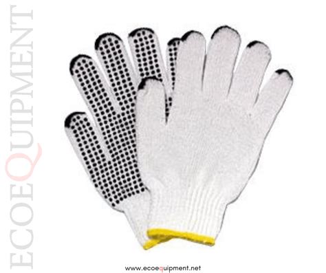 COTTON KNITTED GLOVES WITH RUBBER DOTTED YELLOW EDGING – Ecoequipment PPE Philippines