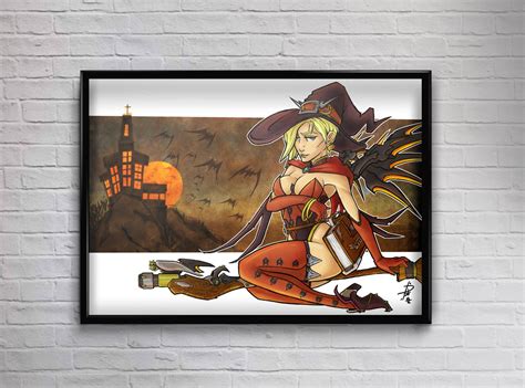 Overwatch Mercy Halloween Skin A4 Original Art Print | Etsy