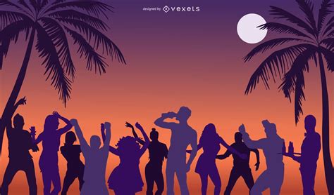 Holiday Beach Party People Silhouette Vector Download