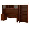 Somerset 72W L Shaped Desk with Hutch and 5 Shelf Bookcase in Cherry | eBay