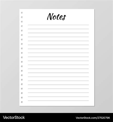 Notes list template daily planner page lined Vector Image