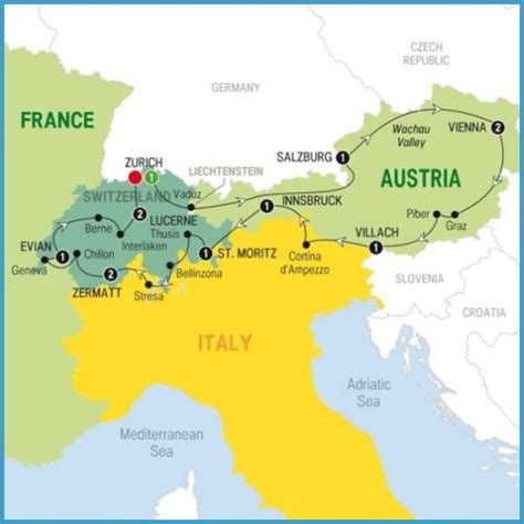 Map Of Austria And Switzerland - TravelsFinders.Com