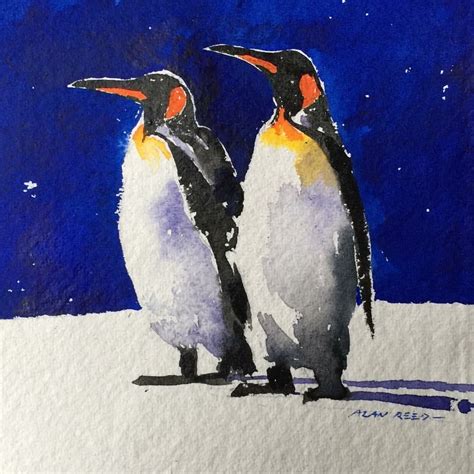 Painting Penguins Alan paints a watercolour of penguins to celebrate #penguinawarenessday ...