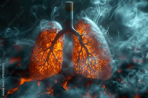 Dangerous cigarette smoke causing damage to lungs. Lung disease from ...