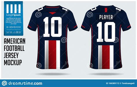 American Football Jersey Mockup Template Design for Sport Club. Football T-shirt Sport. Front ...