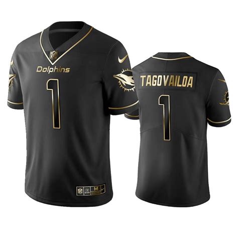 Men's Tua Tagovailoa Miami Dolphins Golden Edition jersey black