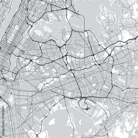 Queens map. Light map of Queens borough (New York, United States ...