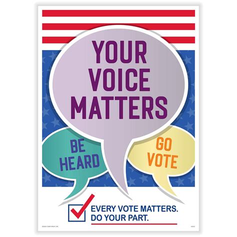 Your Voice Matters. Be Heard. Go Vote. Poster, 10" x 14" (Pack of 1)