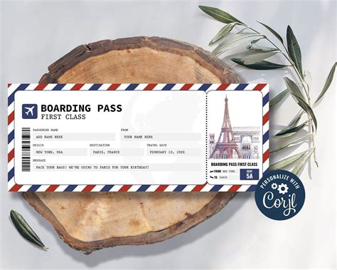 Boarding Pass Template, Ticket Template, Fake Plane Ticket, Plane Gifts ...