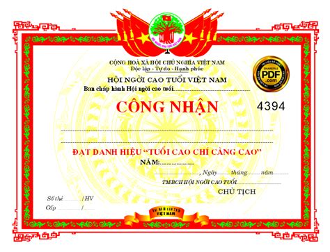 Bằng khen công nhận đạt danh hiệu tuổi cao Corel | Download file corel ...