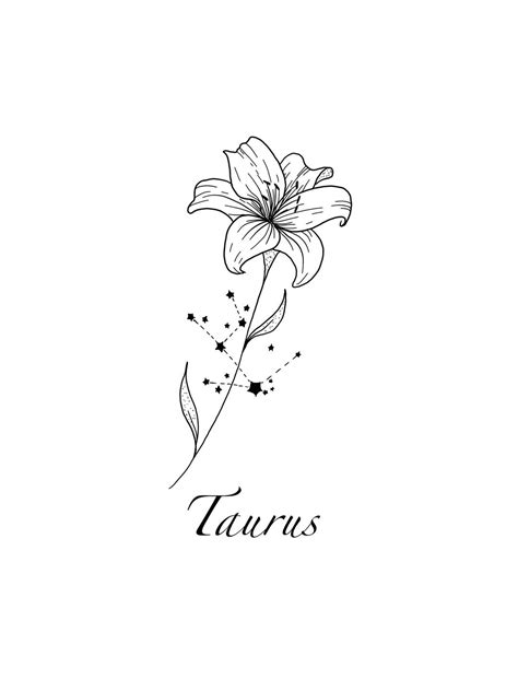 Taurus Constellation Tattoo Flower Tattoo Design - Etsy