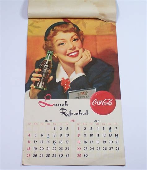 1951 Vintage Original Coca-cola Advertising Calendar Complete - Etsy