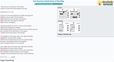 Chord: Are You Sure Hank Done It This Way - tab, song lyric, sheet, guitar, ukulele | chords.vip