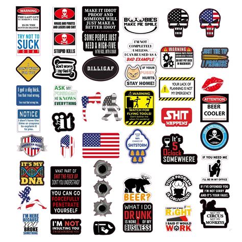 100 Funny Hard Hat Stickers Tool Box Construction Helmet Military ...