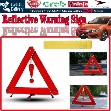 Car Emergency Breakdown Warning Triangle Red Reflective Sign | Shopee Philippines