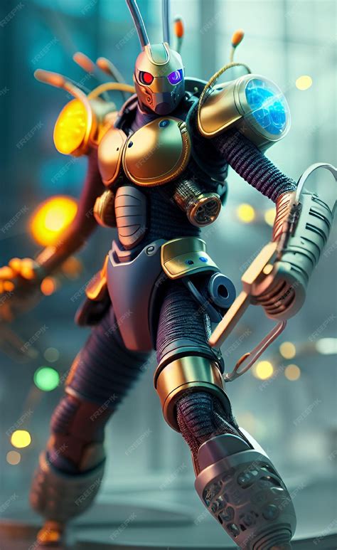 Premium AI Image | A robot with a yellow and blue costume.