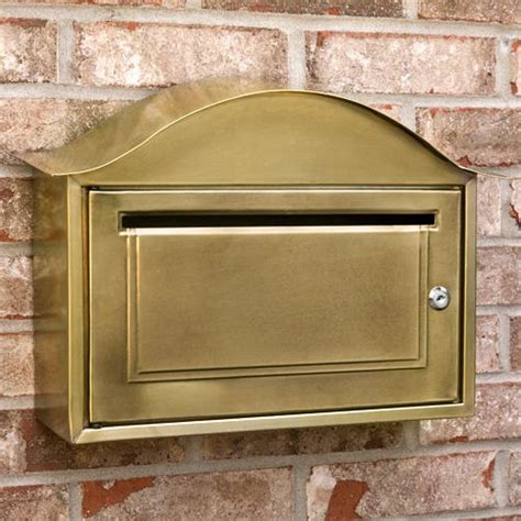 Arched Locking Wall-Mount Brass Mailbox - Antique Brass | Wall mount ...