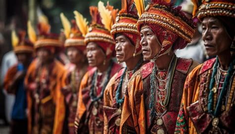 Free AI Image | Traditional clothing parade celebrates indigenous cultures in Asia generated by AI