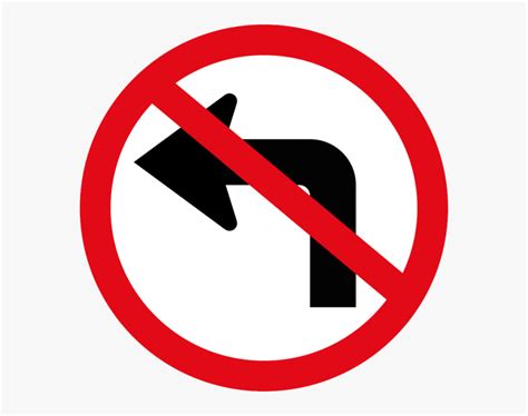 Left Turn Ahead Prohibited Sign , Png Download - No Left Turn Signal ...