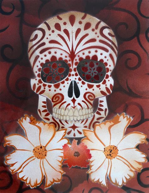 Sugar Skull Stencil-Print1 by darcydoll on DeviantArt